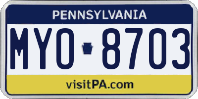 PA license plate MYO8703