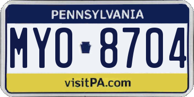 PA license plate MYO8704