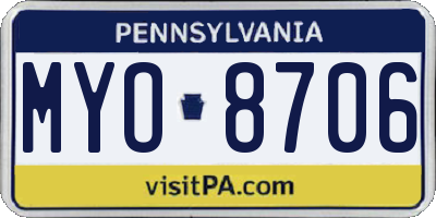 PA license plate MYO8706