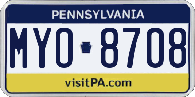 PA license plate MYO8708