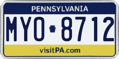 PA license plate MYO8712