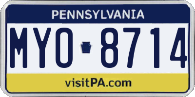 PA license plate MYO8714