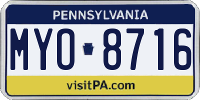 PA license plate MYO8716