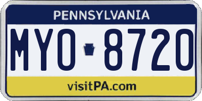 PA license plate MYO8720