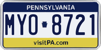 PA license plate MYO8721