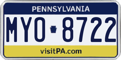 PA license plate MYO8722