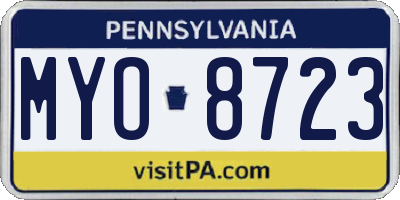 PA license plate MYO8723