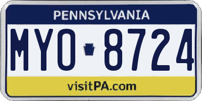 PA license plate MYO8724