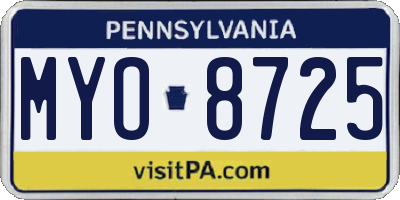 PA license plate MYO8725