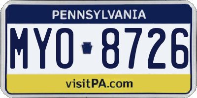 PA license plate MYO8726