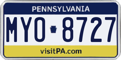 PA license plate MYO8727
