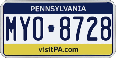 PA license plate MYO8728
