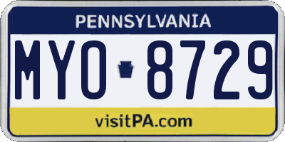 PA license plate MYO8729