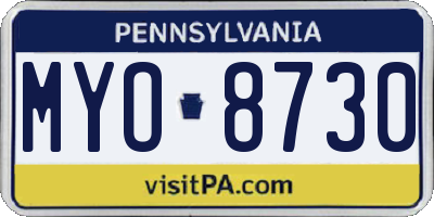 PA license plate MYO8730