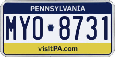PA license plate MYO8731