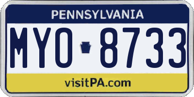 PA license plate MYO8733