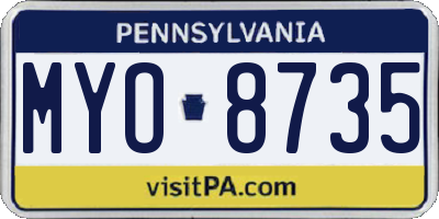 PA license plate MYO8735