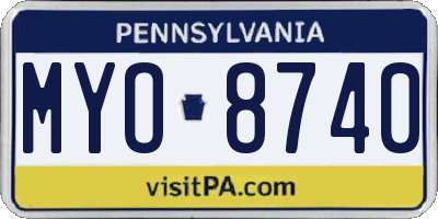 PA license plate MYO8740