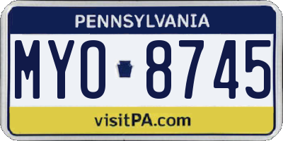 PA license plate MYO8745