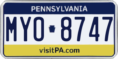 PA license plate MYO8747