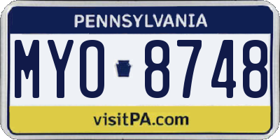 PA license plate MYO8748