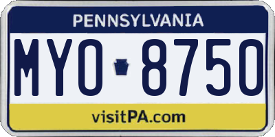 PA license plate MYO8750