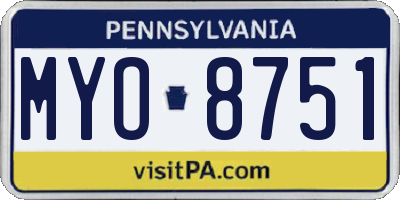 PA license plate MYO8751