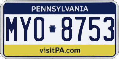 PA license plate MYO8753