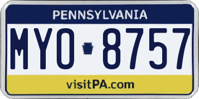 PA license plate MYO8757