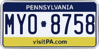 PA license plate MYO8758