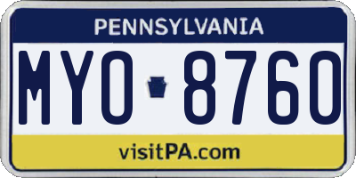 PA license plate MYO8760