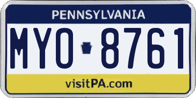 PA license plate MYO8761