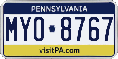 PA license plate MYO8767