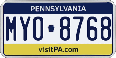 PA license plate MYO8768