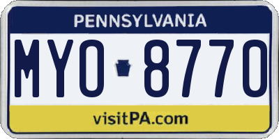 PA license plate MYO8770