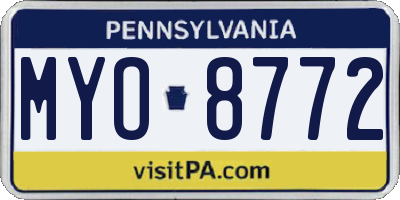 PA license plate MYO8772
