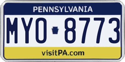 PA license plate MYO8773