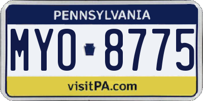 PA license plate MYO8775