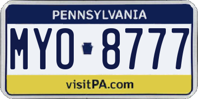 PA license plate MYO8777