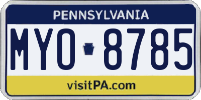 PA license plate MYO8785
