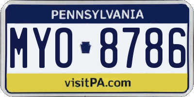 PA license plate MYO8786