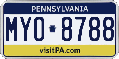PA license plate MYO8788