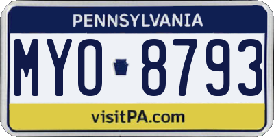 PA license plate MYO8793