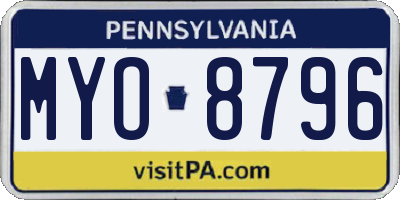 PA license plate MYO8796