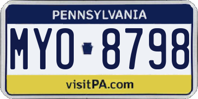 PA license plate MYO8798