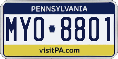 PA license plate MYO8801