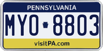 PA license plate MYO8803