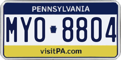 PA license plate MYO8804