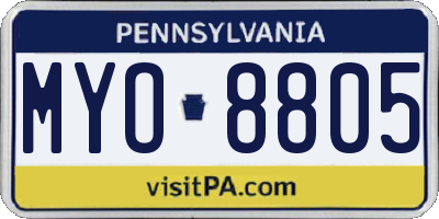 PA license plate MYO8805
