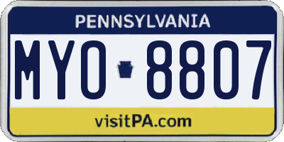 PA license plate MYO8807